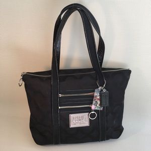 Coach Poppy Art Glam Black Tote Bag
